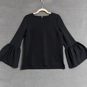 Ted Baker Top 3 M US 8 Black Scuba Bell Sleeve Career Cocktail Classic Designer